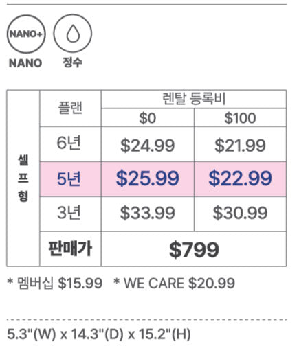 나노 + 시그니쳐 정수기