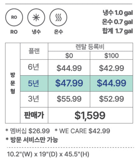 역삼투압 프라임 스탠드 냉온정수기